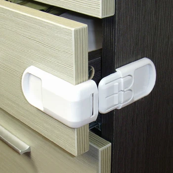 Baby Safety Drawer Lock Anti-Pinching Hand Cabinet Drawer Locks Adhesive No Drilling for Children Kids Protection Home Security 4