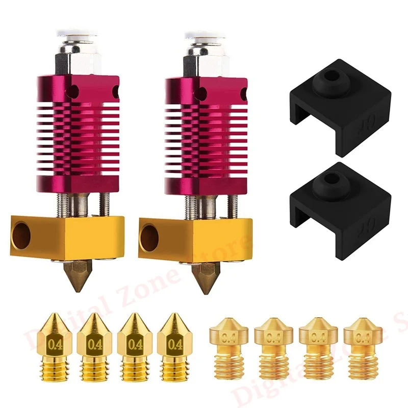 

3D Printer Assembled Extruder Hot End Kit with Heater Block Cover, 0.4mm MK8 V6 Nozzles for Creality CR10/10S, Ender 3 5