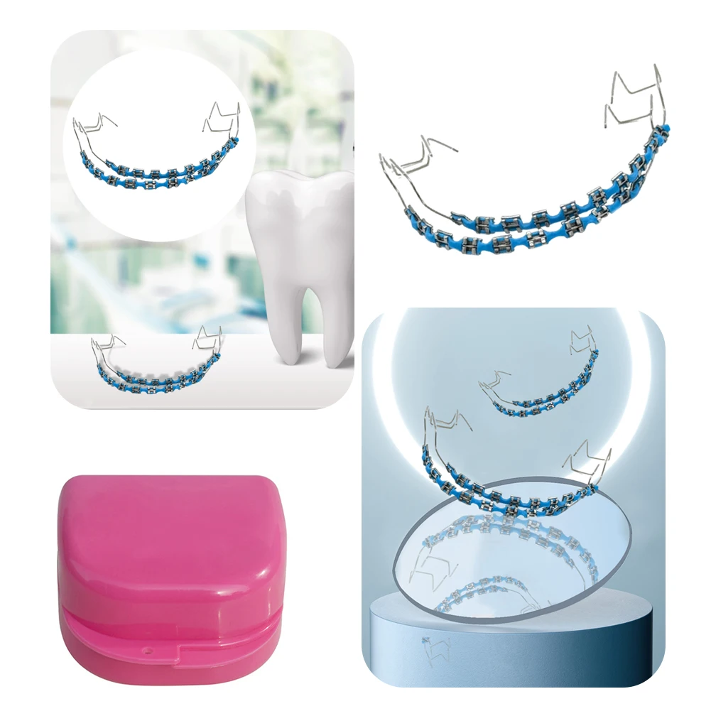 Temporary Tooth Decoration Dental Fake Braces with Metal Wires & Bracket Dental Metal Bracket with Ligature Ties for Tooth Decor