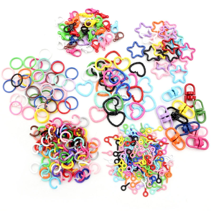 DIY Jewelry Making Accessories Colorful Mixed Alloy Split Jump Rings Lobster Clasp Eyelets Screw Pins Keychain
