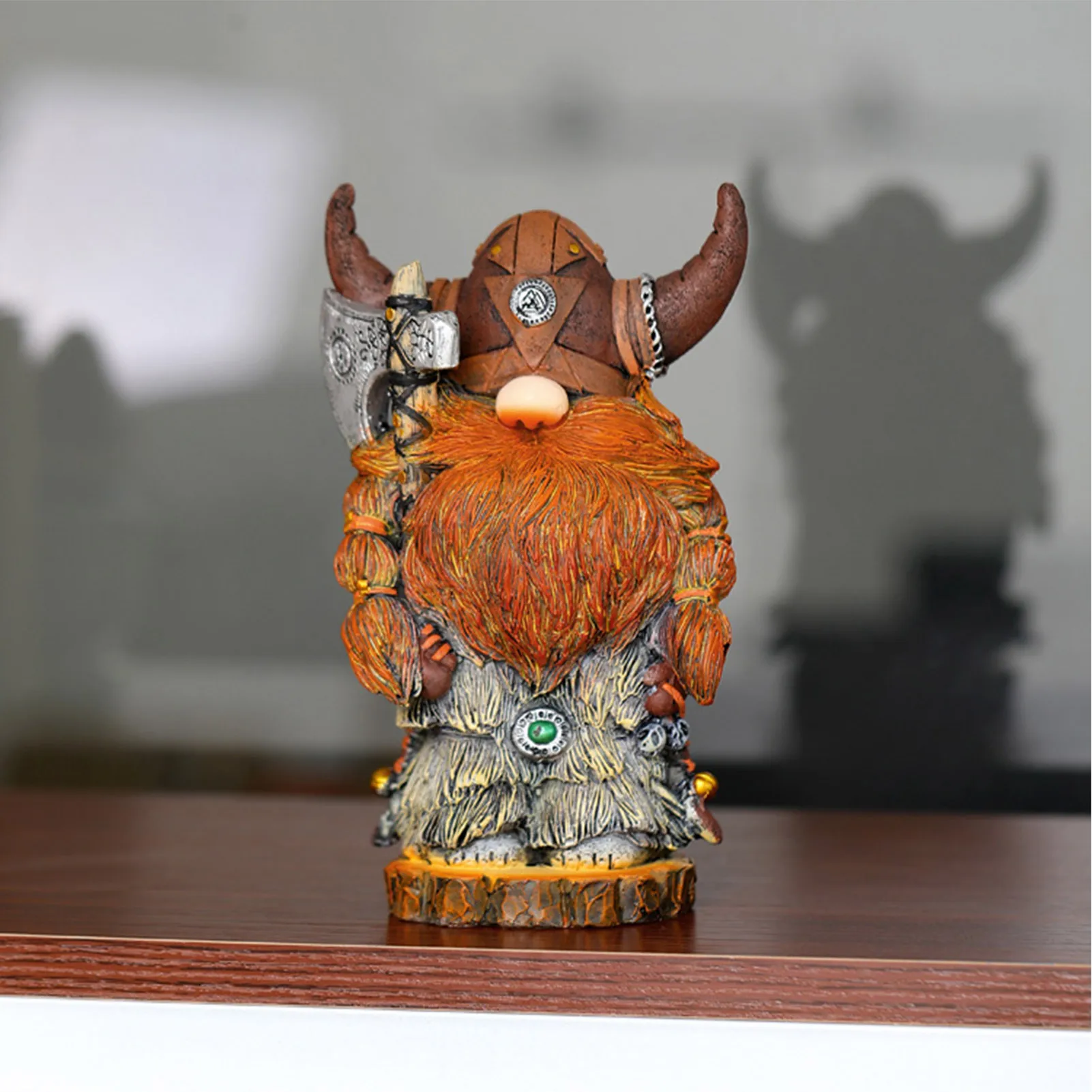 Statue de jardin Viking nordique, Gnome de guerre, Sculpture de guerrier, garde médiéval — vue 2