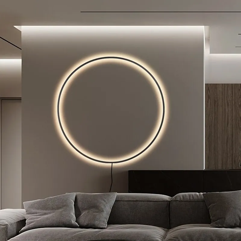 Lámparas de pared LED modernas para decoración de dormitorio, candelabro de diseño nórdico para el hogar, anillo redondo para interiores con enchufe USB, accesorio de luz