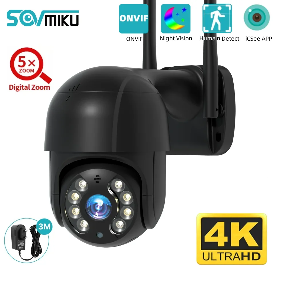 Sovmiku 8Mp 4K Wifi Telecamera Di Sorveglianza Smart Ptz 5X Zoom Digitale Visione Notturna Rilevamento Umano Telecamera Ip Protezione Di Sicurezza
