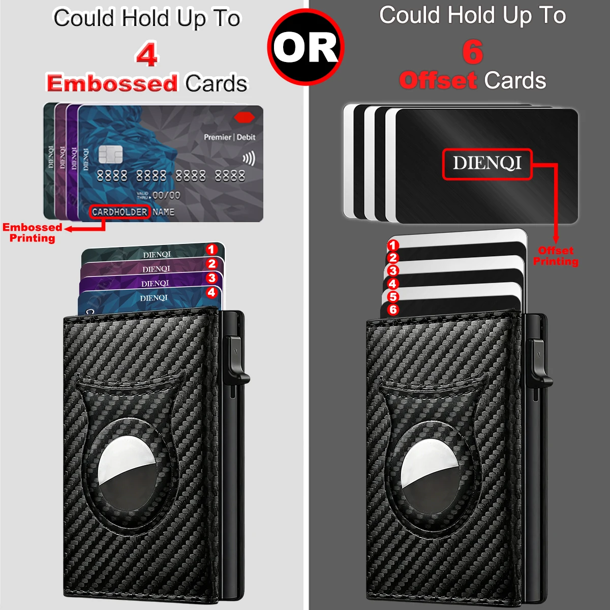 Men's Luxury RFID Carbon Fiber Magnetic Wallet with Zipper and Pop-Up Cardholder