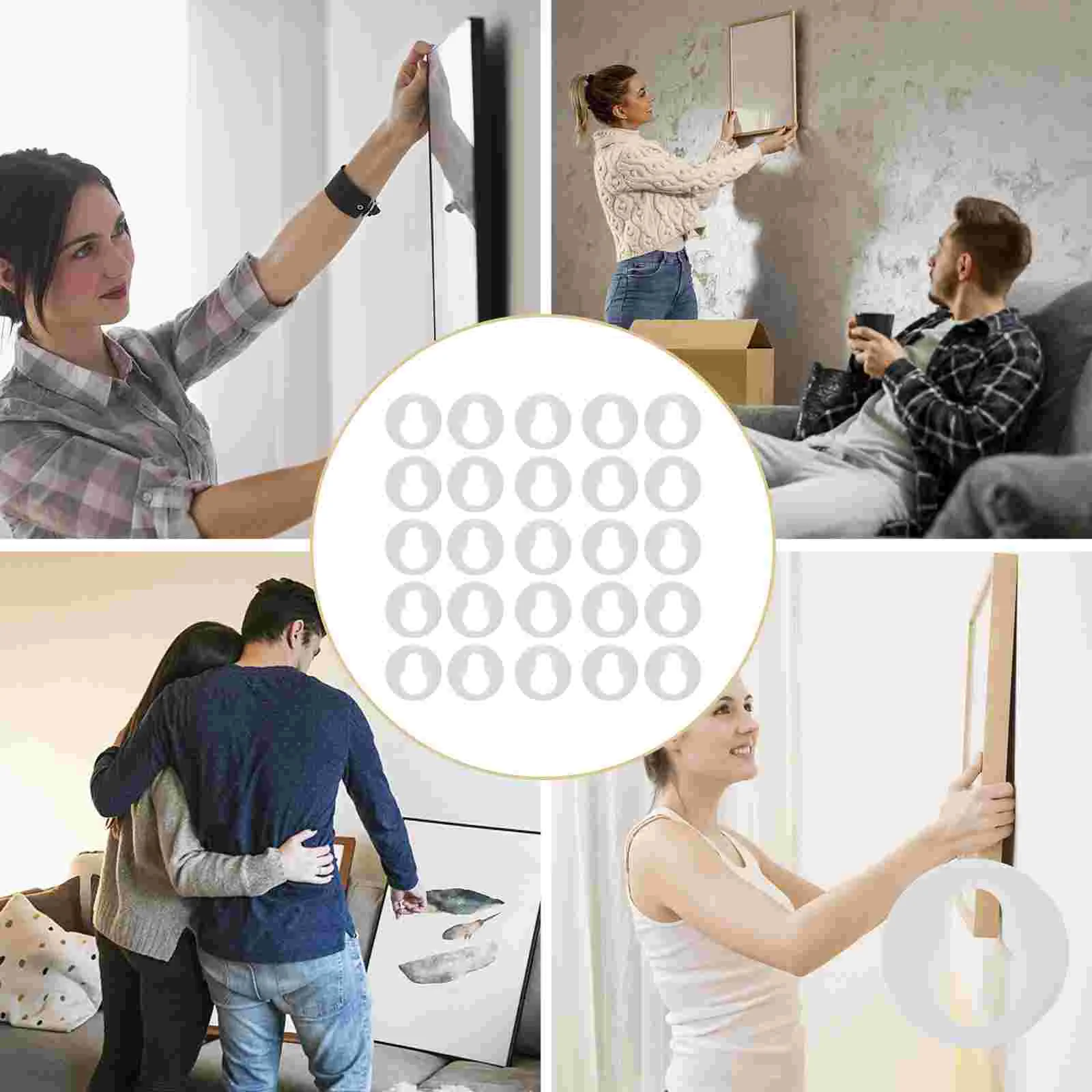 50 Pcs Photo Frame Accessories Picture Small Clips for Wall Hanger Plastic Keyhole Round Fastener