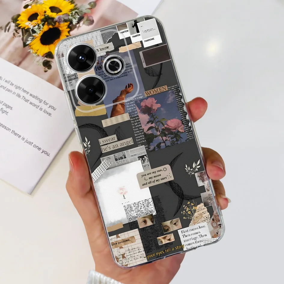 2024 Fashion Tulip Flower & Butterfly Soft Silicone Clear Phone Case