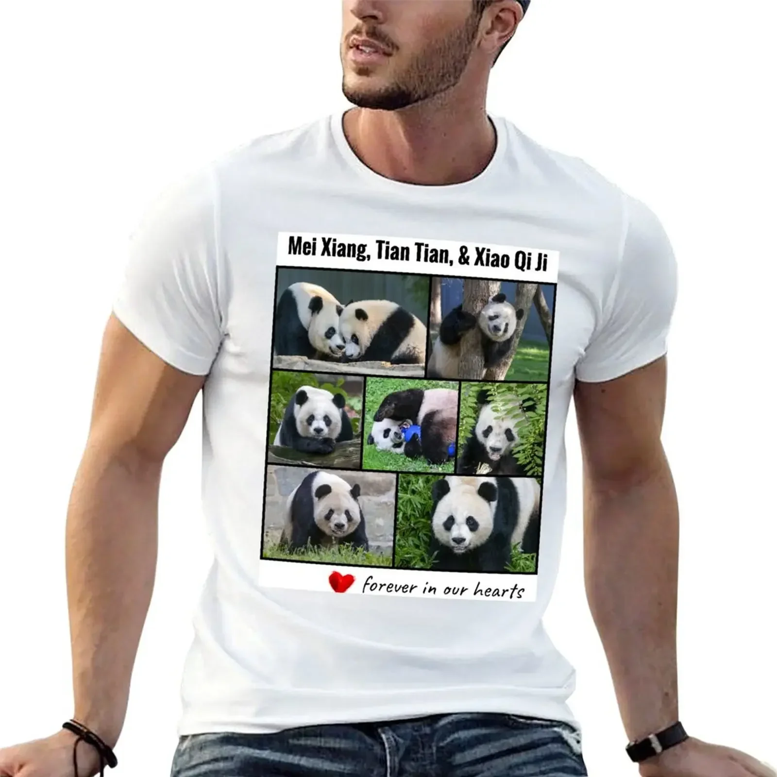 National Zoo Panda Forever In Our Hearts T-Shirt Customs Customs Progetta Le Tue Magliette Da Allenamento Per Uomo