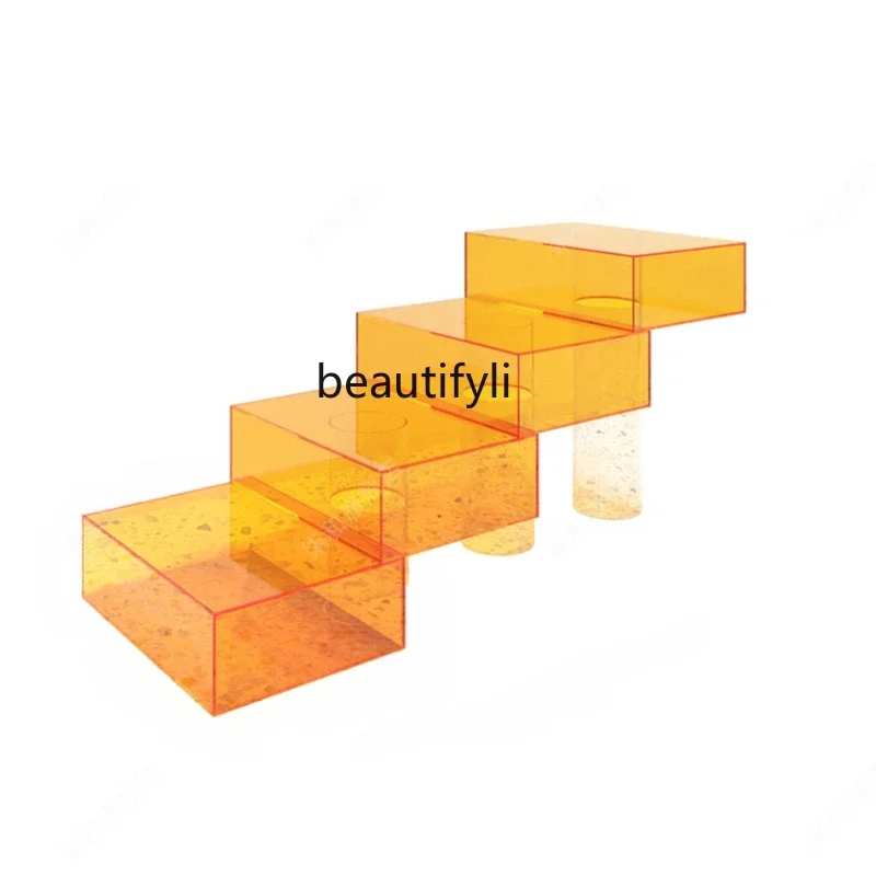

Acrylic Clothing Store Zhongdao Shoes Bag Height Display Display Table Storage Rack Creative Trapezoid Display Stand