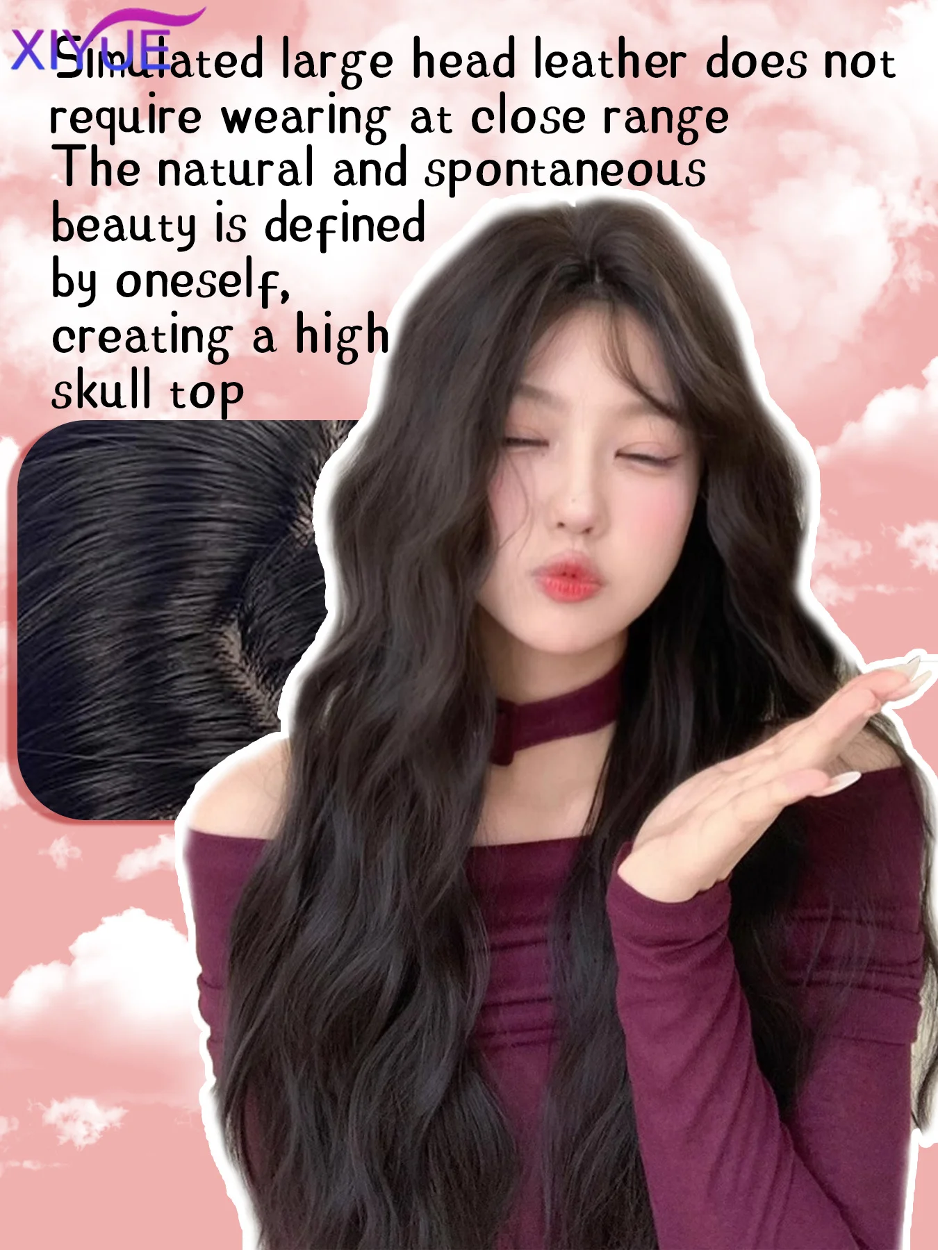 XIYUE Synthetic Lace Frontal Wig Long Curly Hair Women Wig with Bangs Black Lolita Cosplay Braided Wigs