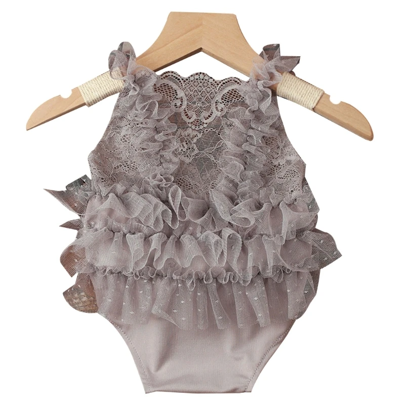 

Newborns Photoshooting Props Headwear & Lace Romper Posing Clothes Shower Gift