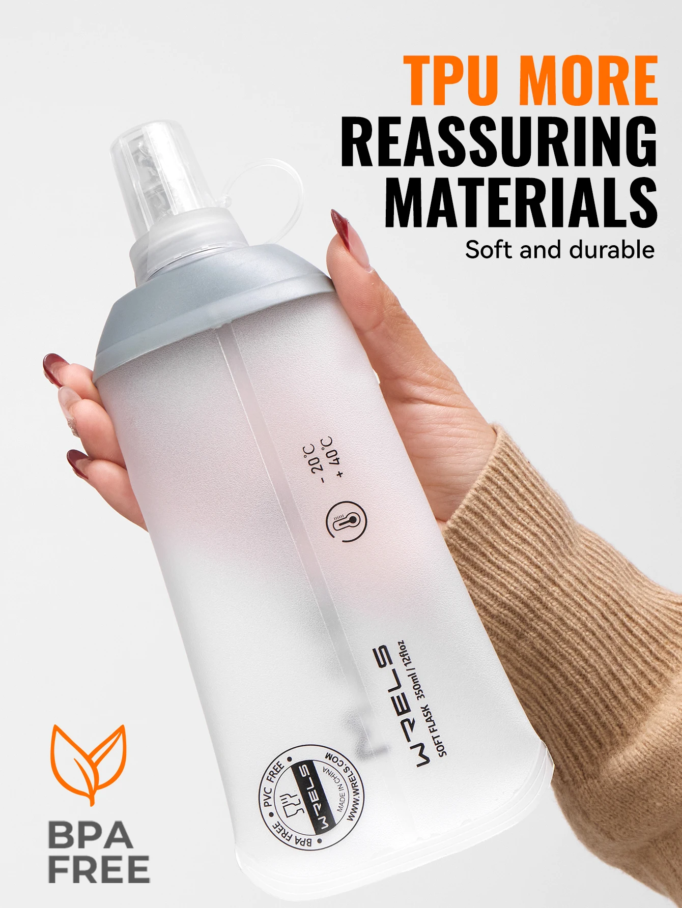 WRELS 190ml 250ml 350ml 500ml Wasserflasche TPU Faltbare Weiche Flasche Outdoor Sport Lauf-Wasserbeutel Zusammenklappbare Wasserflasche – Detail 7