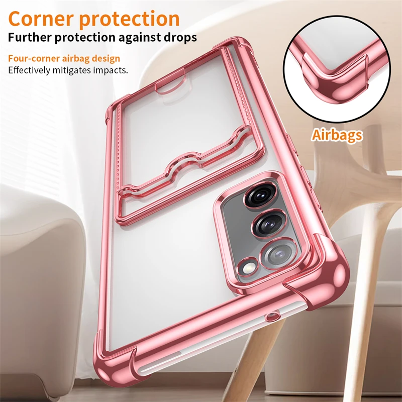 Luxury Shockproof Transparent Phone Case with Card Slot Wallet Cover