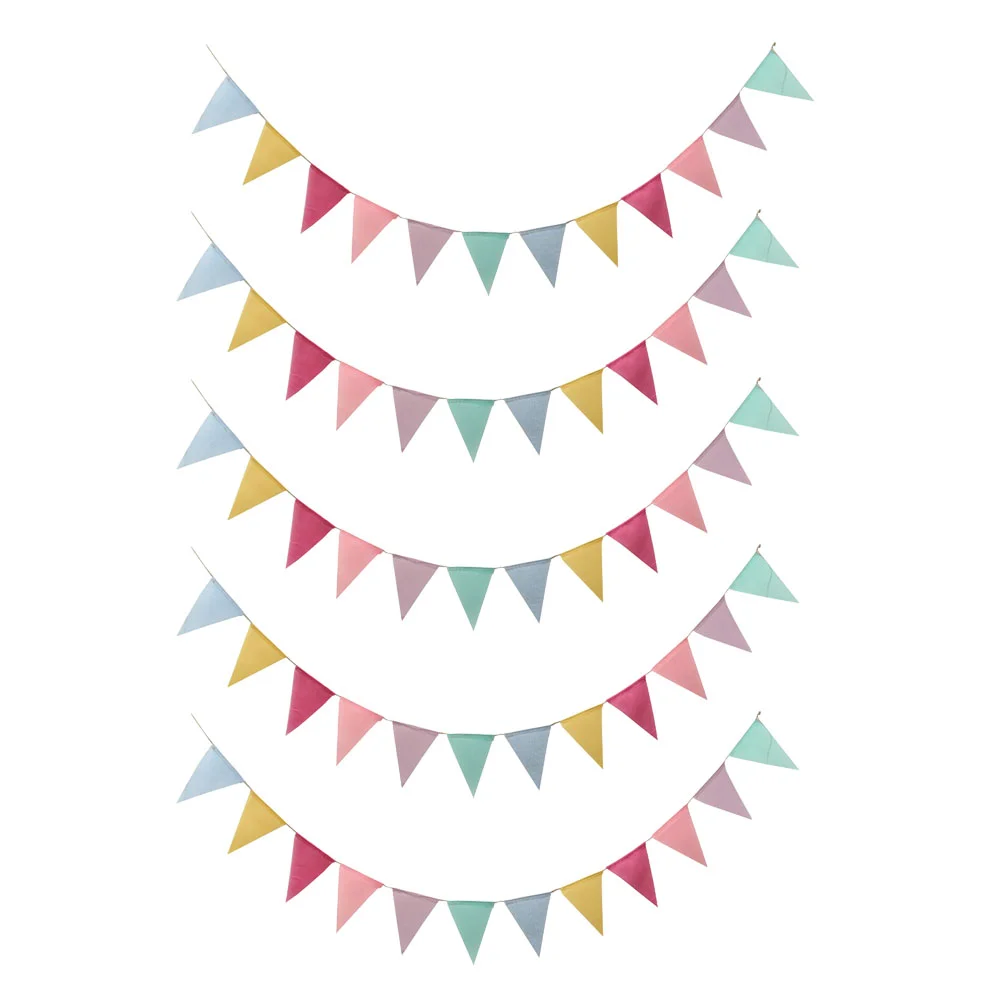 

5 Sets Burlap Pennant Banner, Colorful Fabric Triangle Flag Bunting for Summer Party Decoration ( 12 Flags in 1 Set )