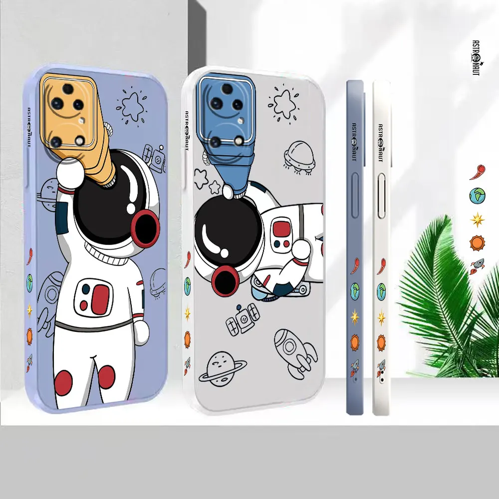 

Liquid Silicone For Huawei P60 P50 P40 P30 P20 Mate 50 40 30 20X 20 10 Pro Plus Colour Cover Planet Astronaut Case Funda Cqoue