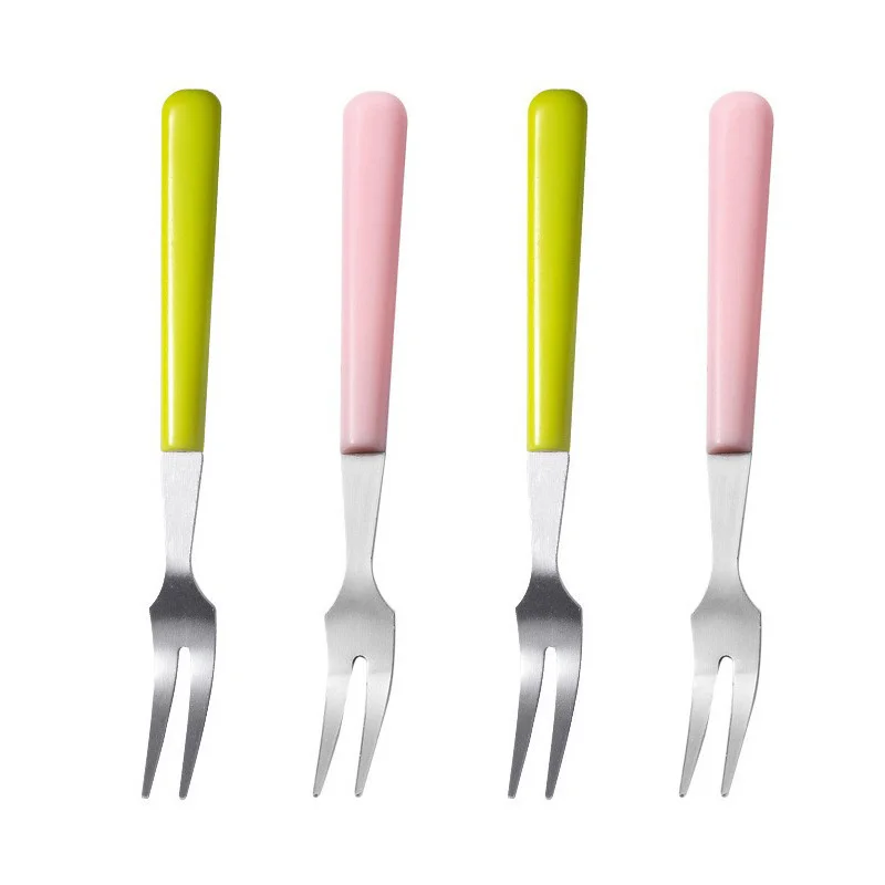 6Pcs Fruit Forks Mini Food Pick Children Kids Lunch Box Cocktail Stainless Steel Cake Dessert Sushi Snack Sticks Picker