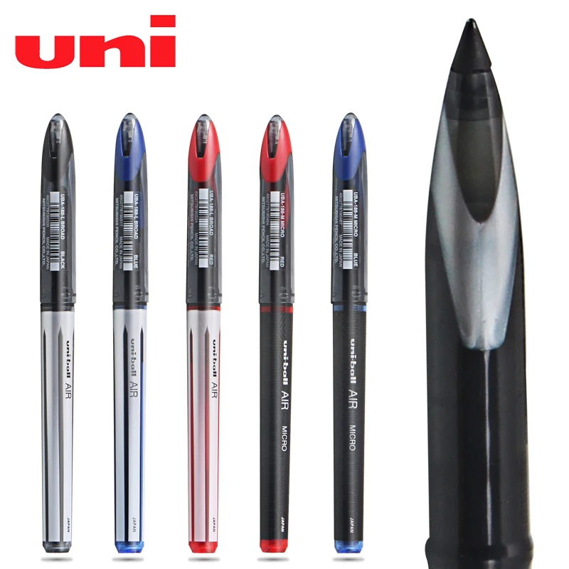 일본 유니볼 에어 스트레이트 리퀴드 젤 펜, 잉크 제어 문구, 학교 사무용품, 서명 카네타, 0.5mm, 0.7mm
