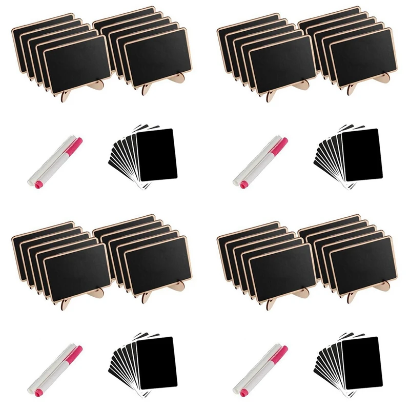 Mini Chalkboard Label Signs, 40 Pack Framed Easel Stand Wooden Blackboard For et Food Signs, Wedding Place Cards