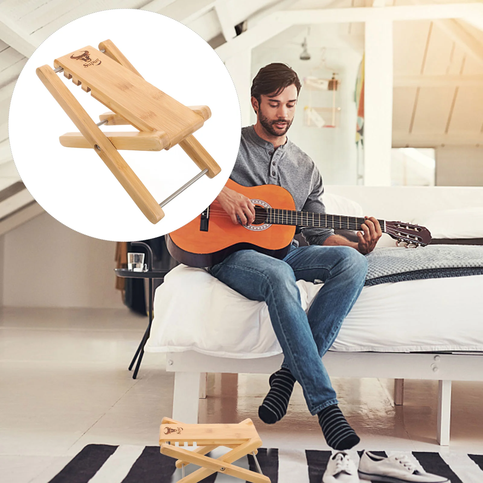 

Guitar Footstool Classical Guitar Pedal Solid Wood Pedal Guitar Heightening Footstool