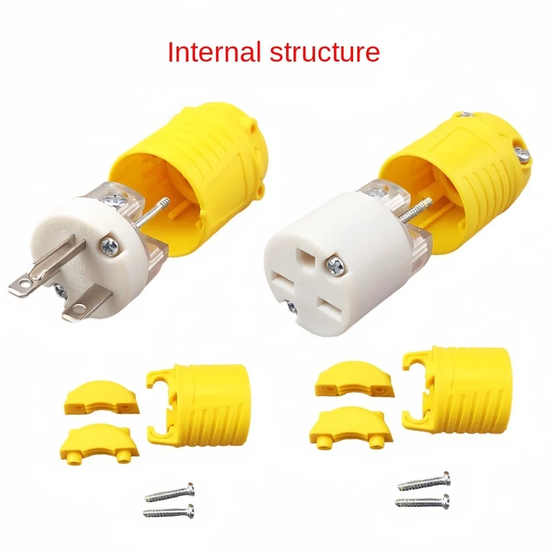 NEMA 6-15P 6-15R Straight Blade Heavy Duty Replacement Plug Connector, Male Extension Cord Ends 15amp 250 Volt Industrial Grade