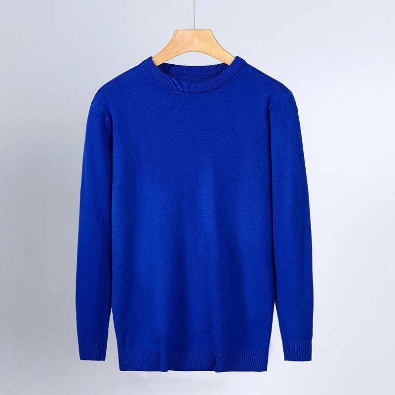 New Men's Classic Round Collar Sweaters 2024 Holiday Casual Pullovers Stylish Thermal Caramel Navy-blue Long Sleeve Clothes Male 2