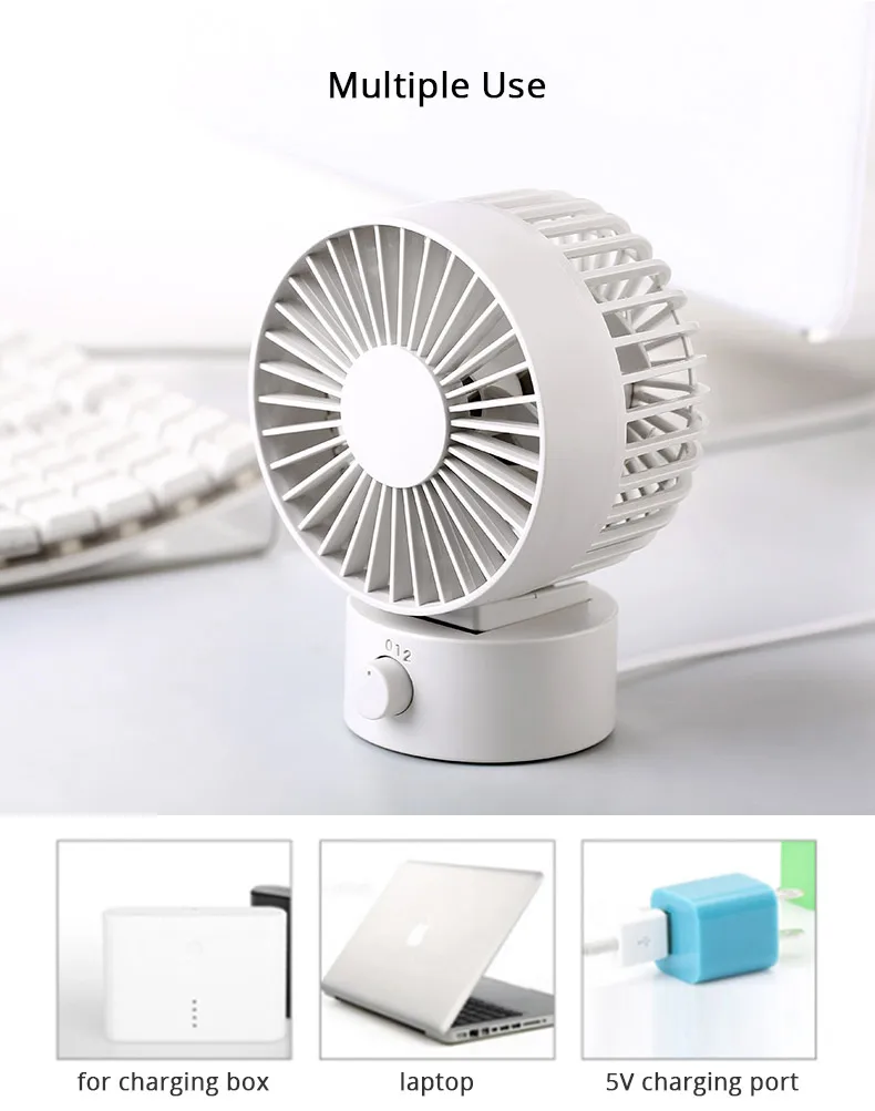 Desk Fan USB Powered Oscillating Fan with Adjustable Head 2 Speed Mini Size Desktop Fan Portable QuietHome Office Outdoor Travel