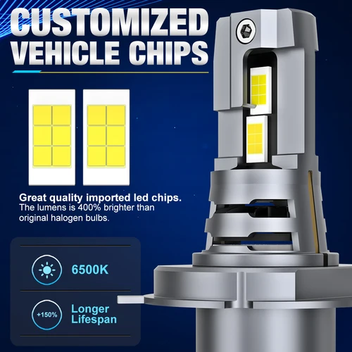 XSTORM-H4 LED 차량 헤드라이트 전구 Canbus 9003 HB2 하이 로우 빔 20000LM, 고휘도 자동차 조명 24 CSP 터보 Led 다이오드 램프 12V 2