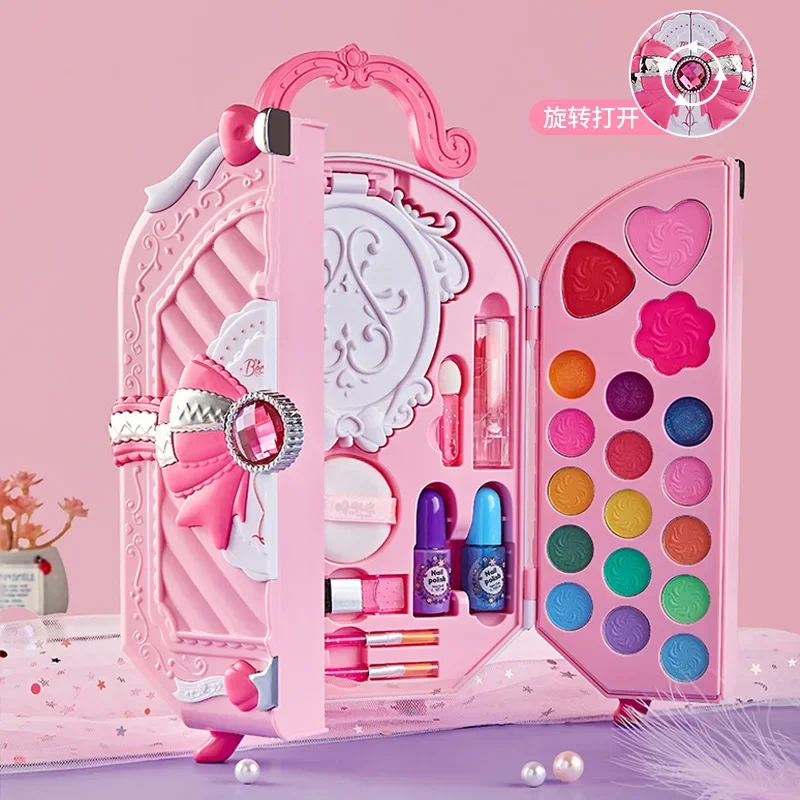 Safe Cosmetic Toy for Girl Princess Cosmetic Eye Shadow Nail Polish NonToxic Beauty Set Washable Fashion Makeup Birthday Gift makeup toy princess pretend toys cosmetics set nail art toys