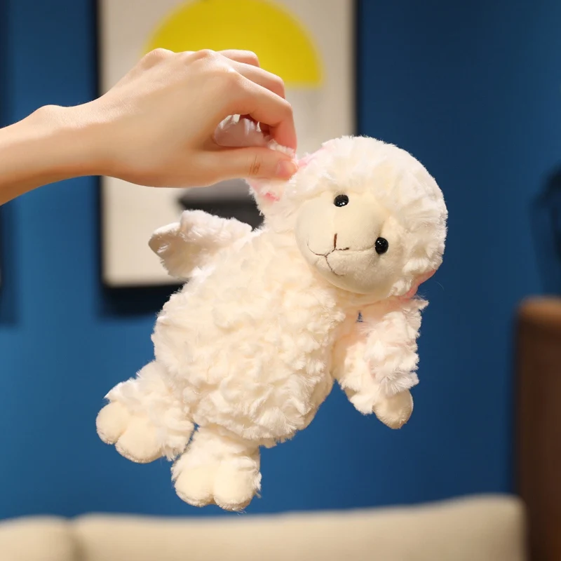 Kawaii Sweet Soft Furry White Sheep Plush Toy 16/22/30cm Cute Cartoon Stuffed Sleeping Doll Ideal Birthday Gift for Kids