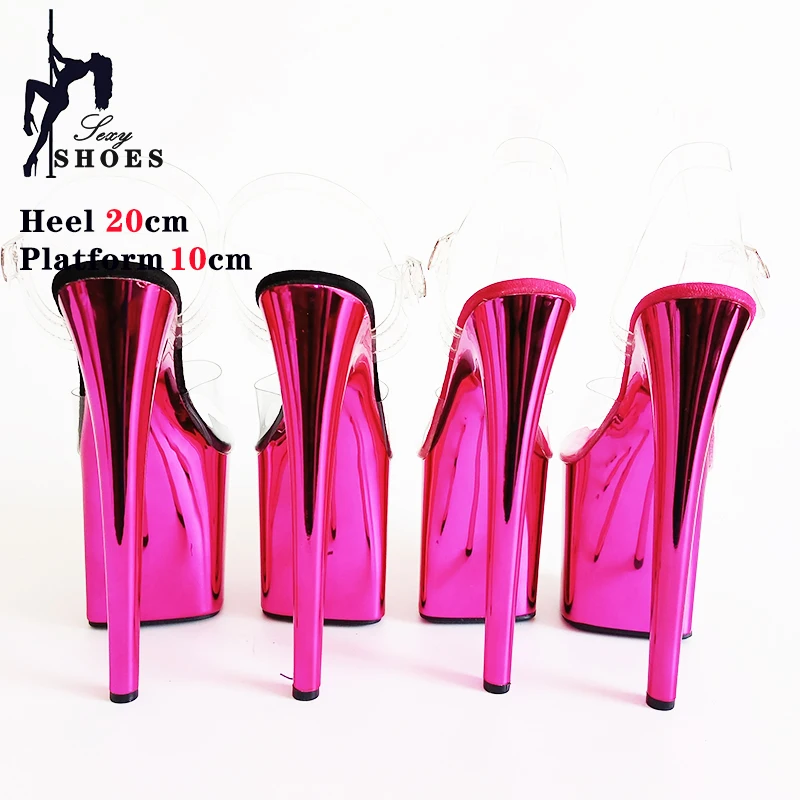 20CM Sexy Pole Dance Shoes Fashion Party Womens Sandals Transparent Buckle Striptease High Heels Fetish Platform Catwalk Shoess
