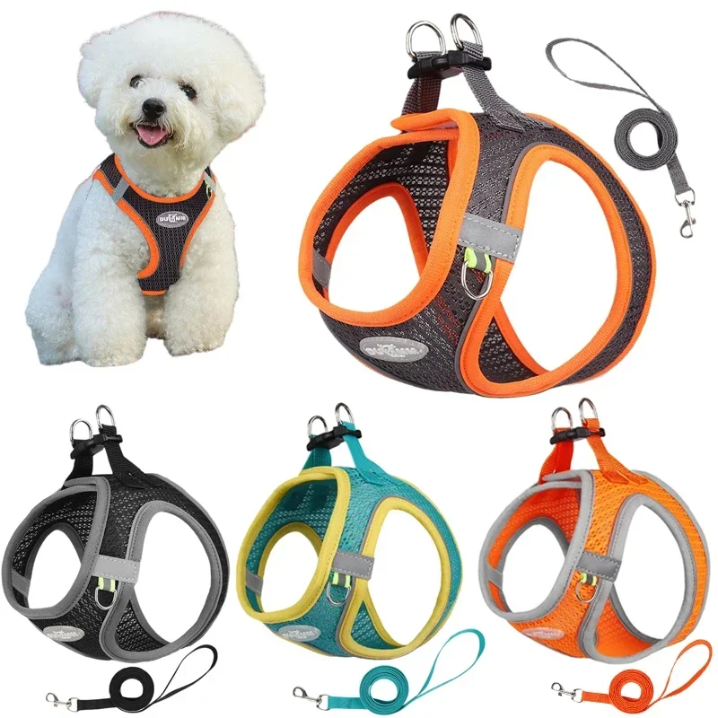 Dog Leash Summer Breathable Vest Style Pet Chest Strap Small Dog and Cat Leash pet harness leash set