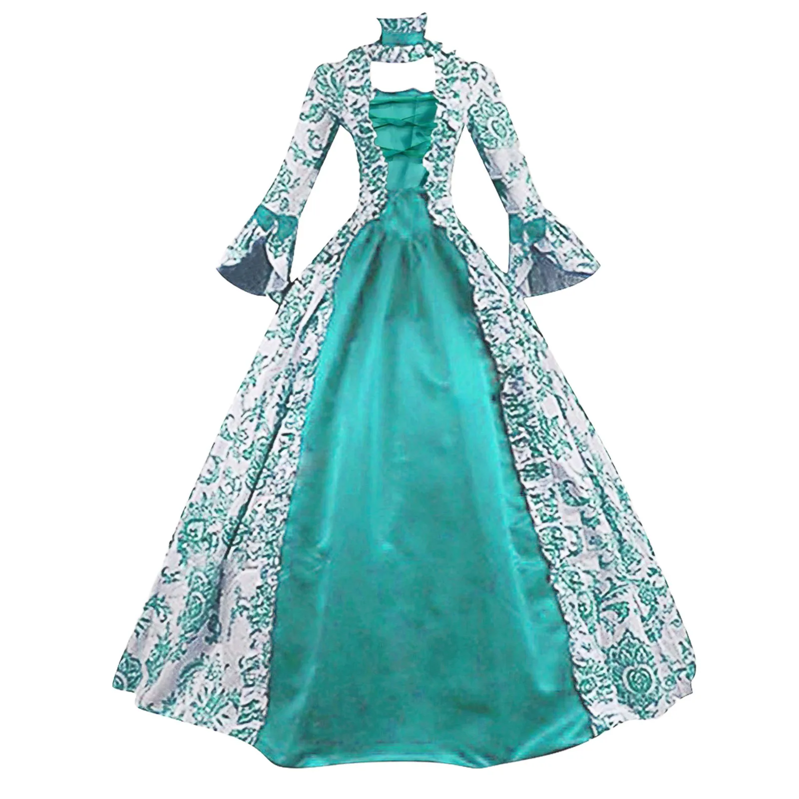 Abito da donna in stile rococò, stile gotico, costume rinascimentale, per donna, vintage, barocco, lunghezza del pavimento, elegante, da principessa vittoriana, Blu marino, 3XL