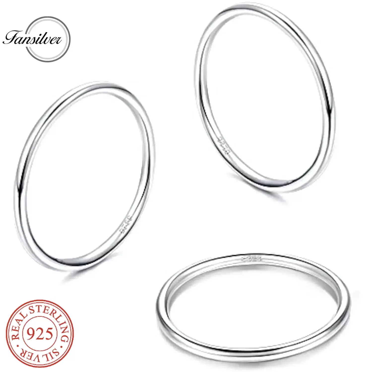 

Fansilver 3Pcs Sterling Silver Thin Stackable Rings for Women Plain Band Knuckle Ring Set Minimalist Thumb Pinky Rings Size 5-9