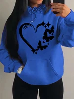 Combination Of Love And Butterfly  Pattern Hoody Women Hip Hop Street Hoodies Trendy Pocket Clothes Vintage Multicolor Hoodie 1