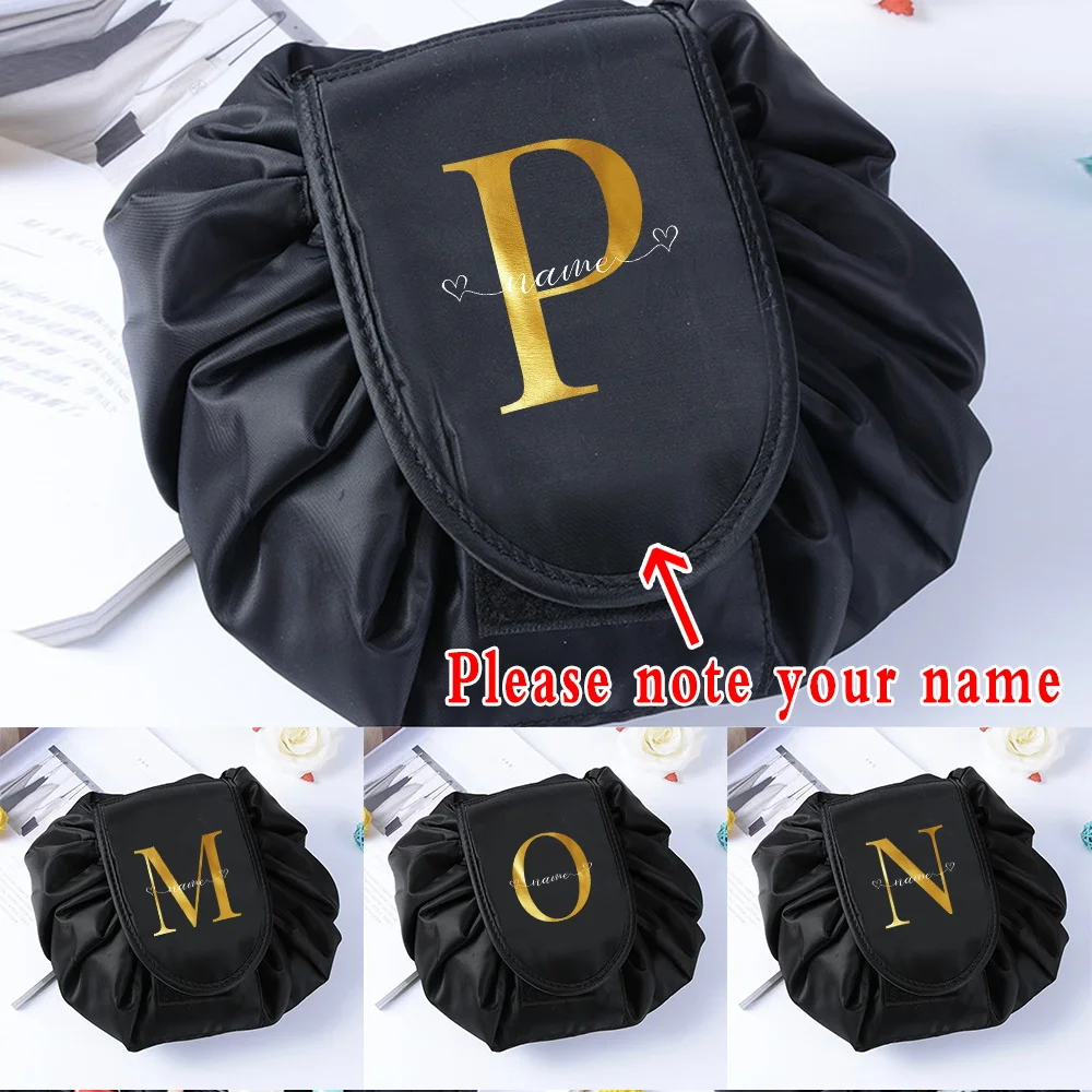 

Customize Any Name Drawstring Cosmetic Bag Travel Organizer MakeUp Bags Toiletry Storage Bag Women Make Up Pouch Beauty Case