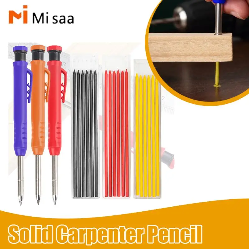 

Solid Carpenter Pencil Set Mechanical Pencil 3 Colors Deep-hole Carpenter's Movable Pen Professional Engineering Carpenter's Pen