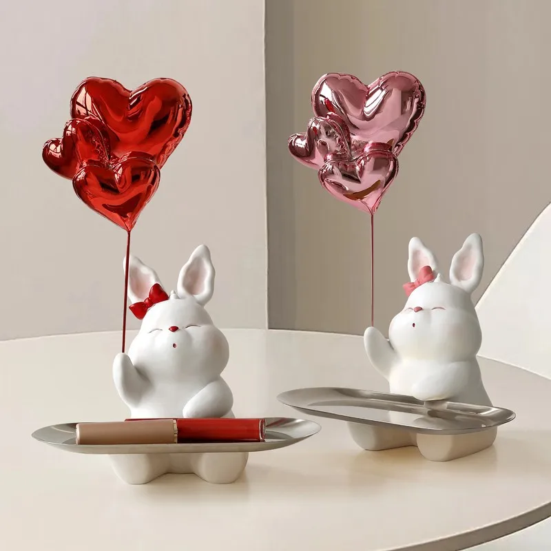 

Cute rabbit decorations, hallway tray, key storage, living room, desktop, home, soft decoration, gift giving, Christmas