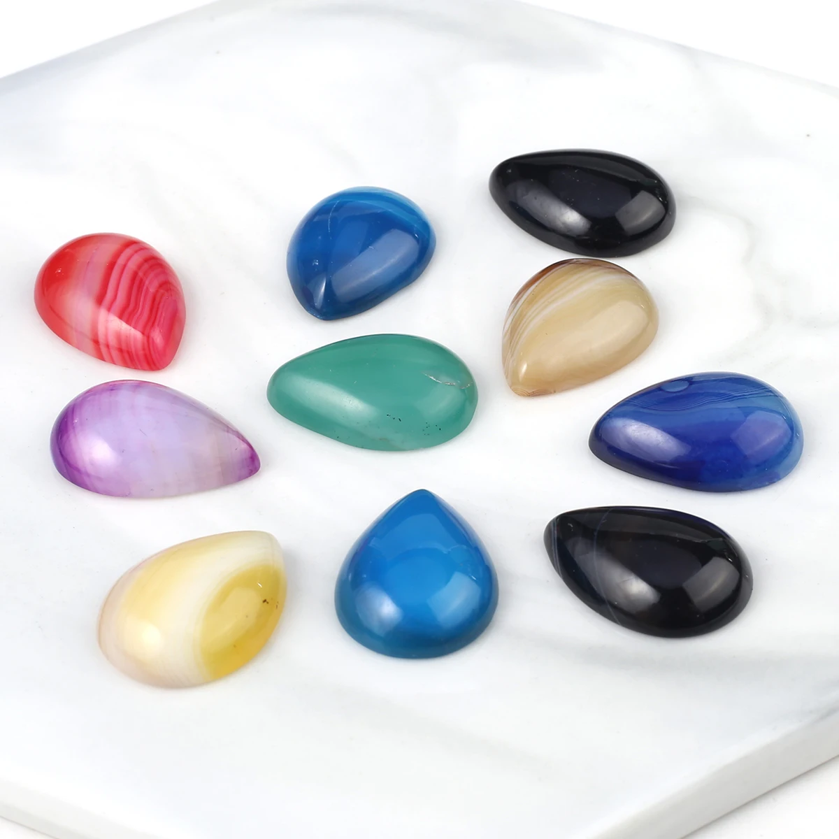 

10pcs Natural Stone Interface Bead Cabochon Flat Gasket Color Agate Beads for DIY Jewelry MakingNecklace Accessories Wholesale