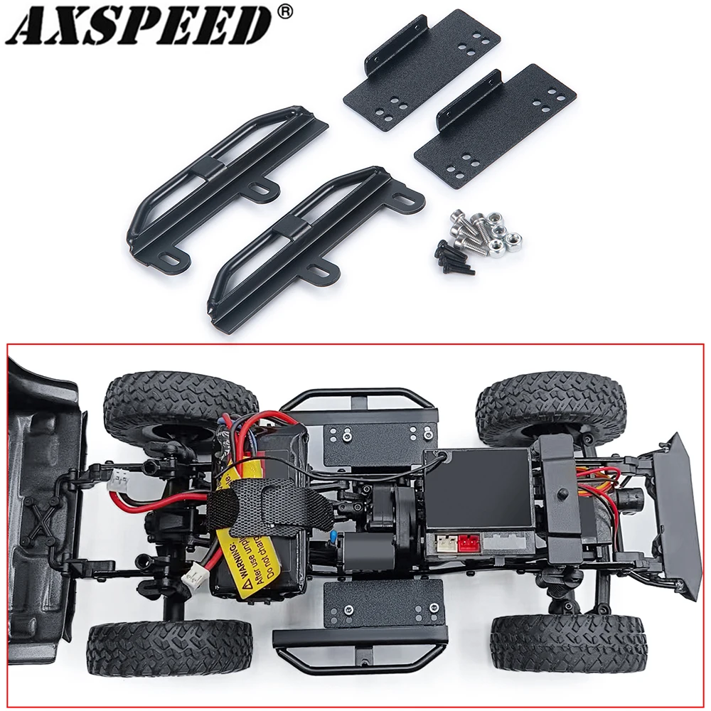Axspeed Metal Rock Sliders Pedale Laterale Per 1/24 Rc Crawler Car Axial Scx24 Jeep Wrangler Jlu Catenaccio Ford Bronco Parti Di Aggiornamento