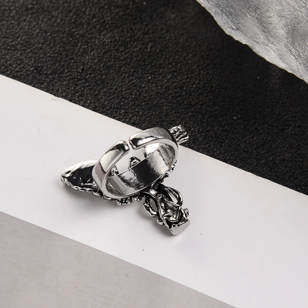 Anelli Regolabili A Piuma Argento - Stile Vintage Punk Per Donna - Foto 5