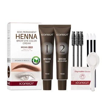Henna 반영구 속눈썹 눈썹 틴트 키트, 15 분 빠른 염색, 방수, 오래 지속되는 속눈썹 눈썹