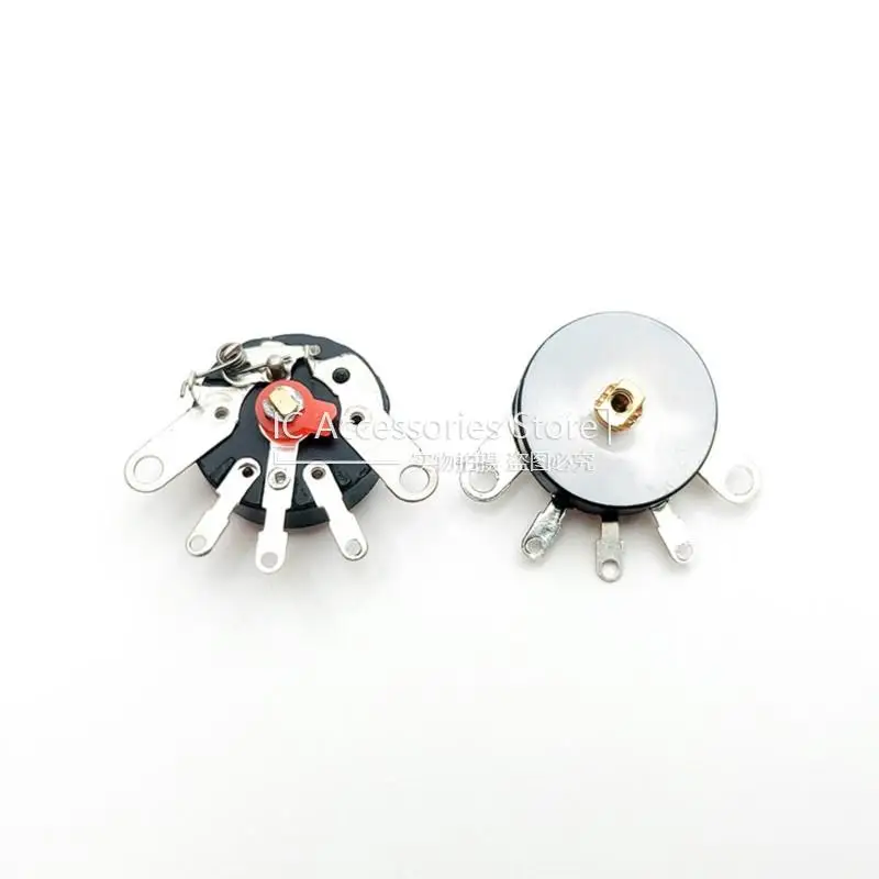 5PCS RV16MM Radio Player Amplifier Volume Potentiometer With Switch B10K B50K B100K Flat Foot 5 Feet Diameter 16MM