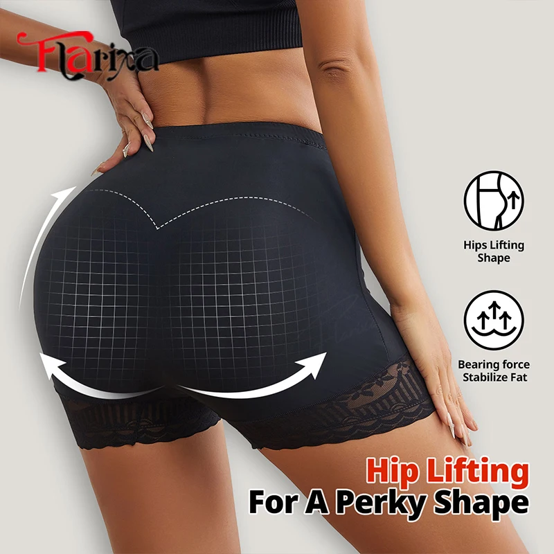 Flarixa Lace Safety Pants Cross Tummy Control Shorts For Women Underpants High Waist Shapewear Stretch Hip Lifting Panties M-3XL