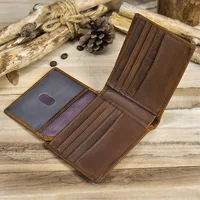 Luufan Vintage Men's Wallet Genuine Leather Short Purse Wallets Men Small Slim Coin Purse Trifold Carteira Pocket Male Wallet 1