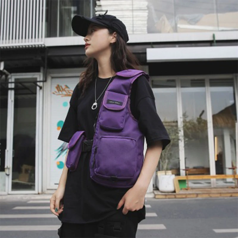 Vest Hip Hop Chest Rig Bag Streetwear Functional Tactical Harness Chest Bags Unisex Fashion Waist Bag Wear-Resistant Waist Pack