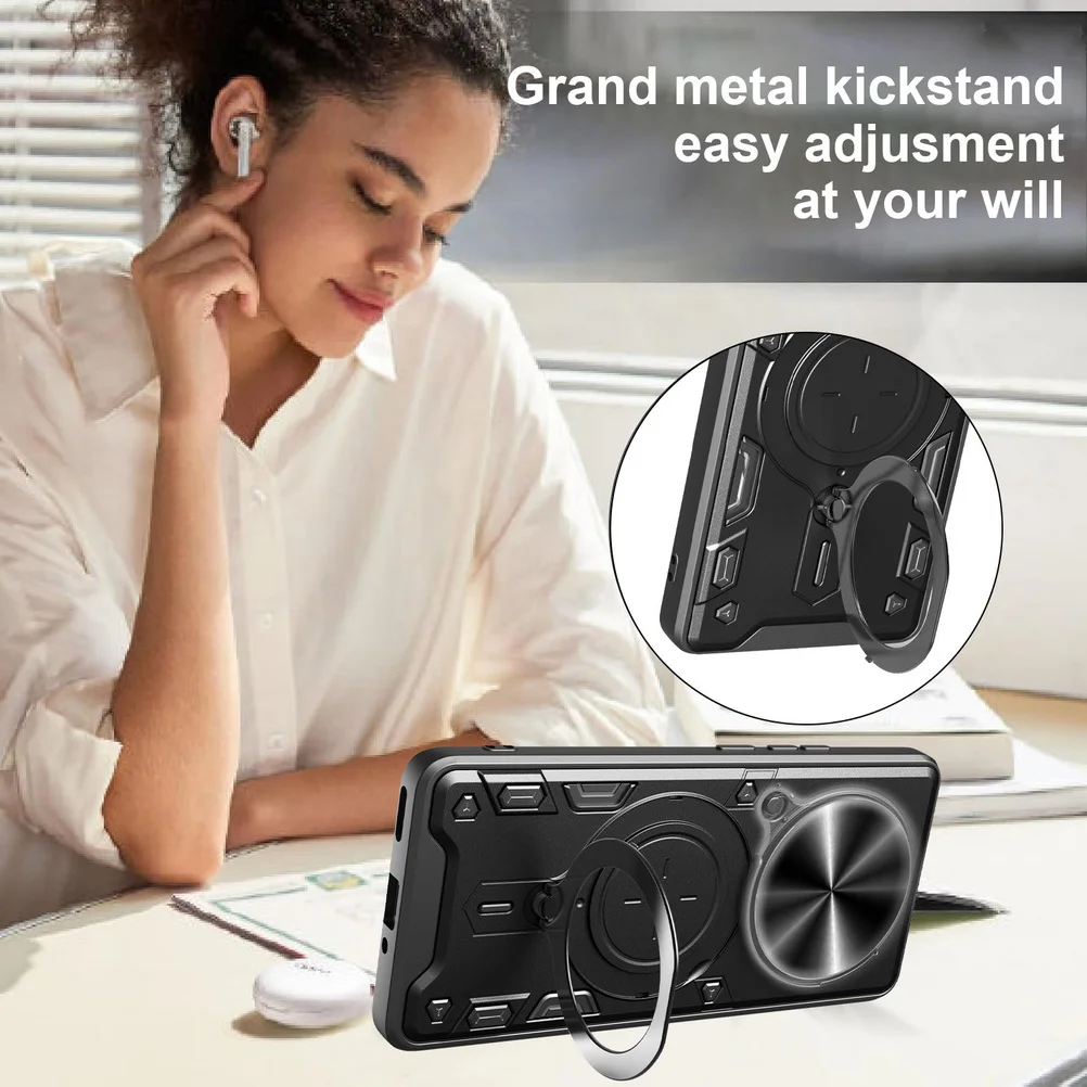 Enhanced Protective Case with Metal Ring Holder and Magnetic Car Mount - Rotating Holder Cover