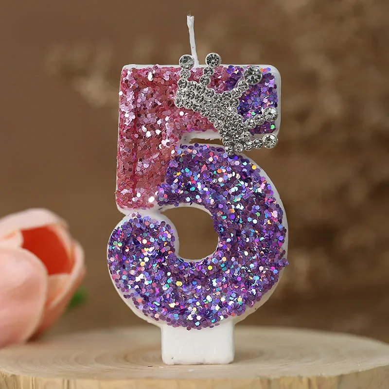 

Number 2th Birthday Candle Princess Crown Themed Cake Candle for Birthday Party Large Cute Candles for Cake Topper Decoration