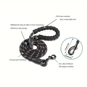 Alternative view of Reflective Dog Leash With Comfortable Padded Handle - Double Heavy Duty Traction Rope For Strong Dogs - Enhance Safety And Contr