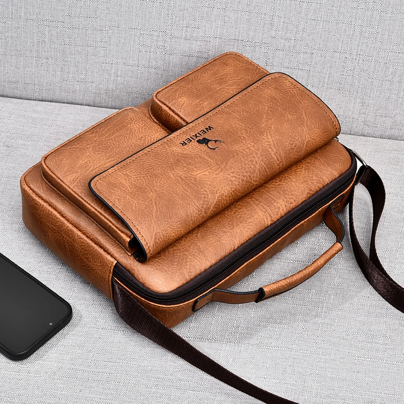 Casual Men's Bag PU Leather Shoulder Bags Men briefcase bag Handbags laptop bag men's briefcases office business tote bag