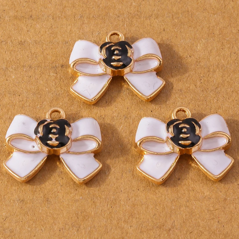 10pcs DIY 귀걸이 목걸이 쥬얼리에 대 한 우아한에 나 멜 Bowknot 매력 Bowtie 펜 던 트 액세서리 용품 만들기