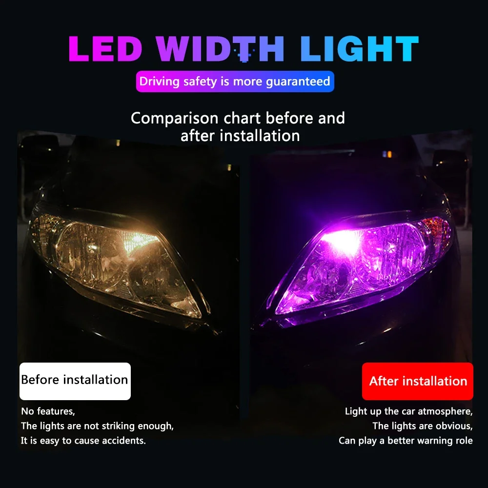 LED car lights 10Pcs Car LED T10 W5W Canbus Glass COB Dome reading bulb W5W Led side marker lamp Parking signal lights License plate light